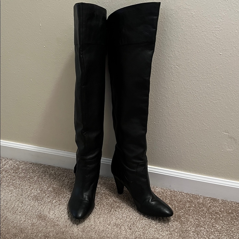 Guess Black Leather Over-the-Knee Boots Women's Heeled Slouchy Size 9 1/2M